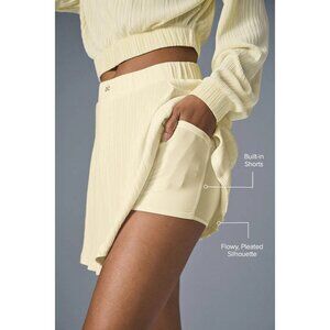 Micro Plisse Tennis Skirt Lemon Ice Alo Yoga Sz M